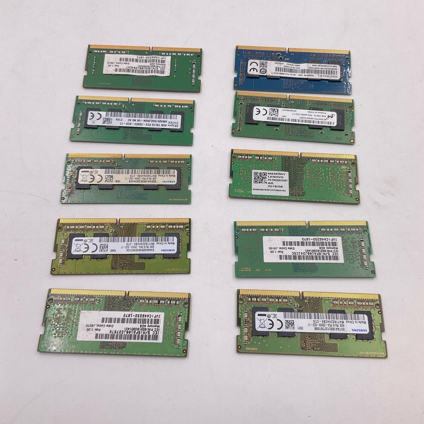 【全額返金保証】【最速発送】各種メーカー メモリ S.O.DIMM DDR4-2666 PC4-21300 4GB 10枚セット 40GB ノートPC 美品 動作確認済