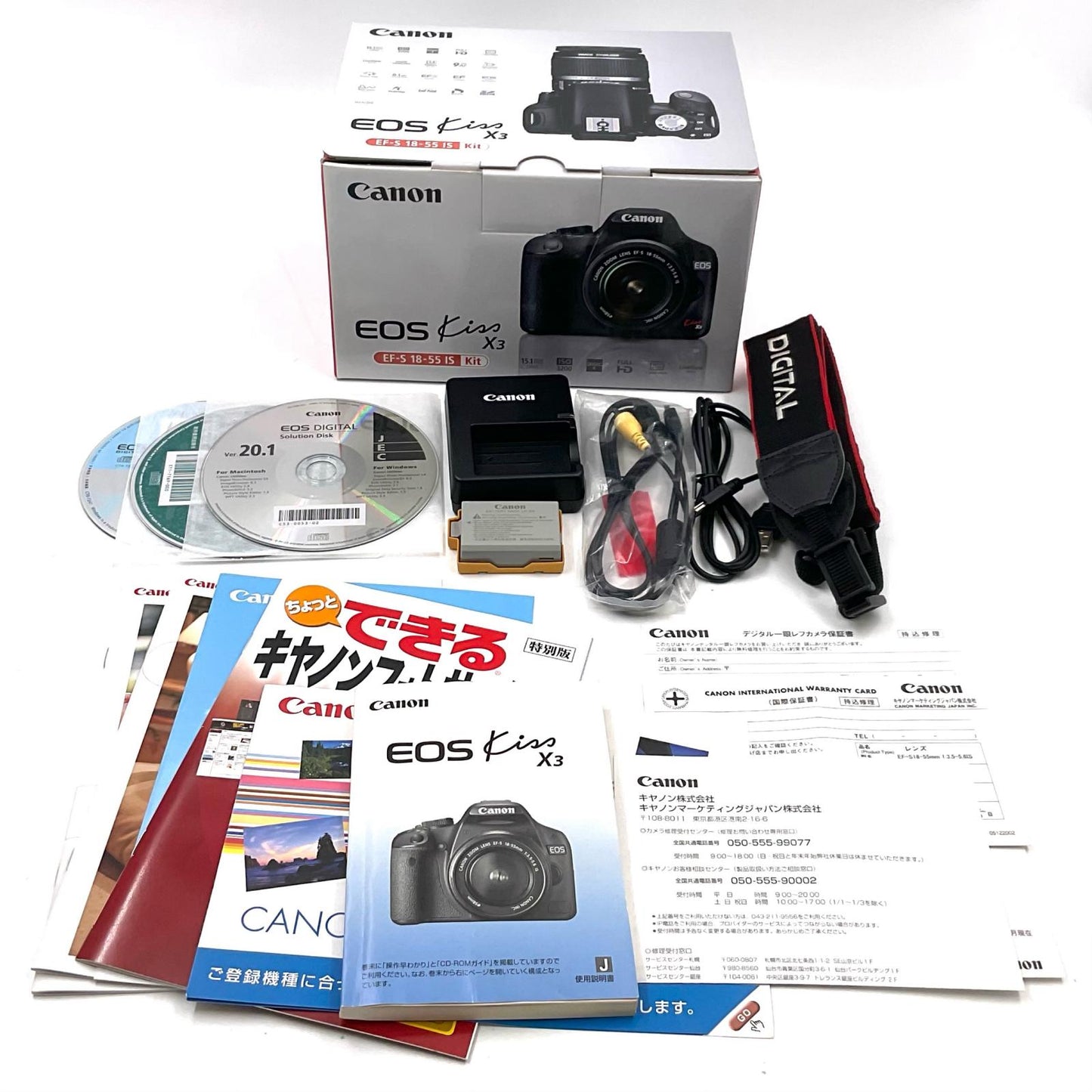【全額返金保証】【最速発送】Canon デジタル一眼 EOS Kiss X3 レンズキット ブラック 美品 動作確認済
