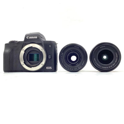 【全額返金保証】【最速発送】Canon デジタル一眼 EOS Kiss M ダブルズームキット [ブラック] 動作確認済