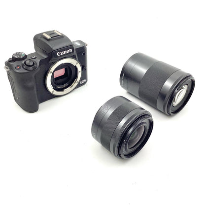 【全額返金保証】【最速発送】Canon デジタル一眼 EOS Kiss M ダブルズームキット [ブラック] 動作確認済