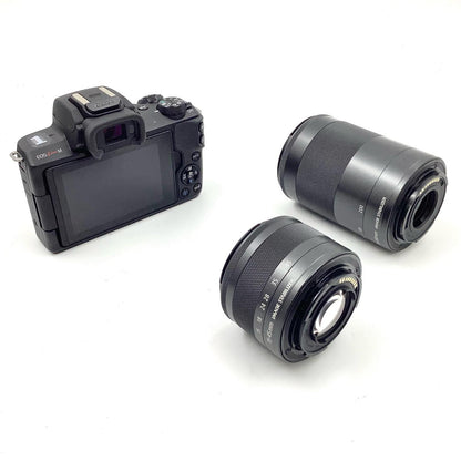 【全額返金保証】【最速発送】Canon デジタル一眼 EOS Kiss M ダブルズームキット [ブラック] 動作確認済