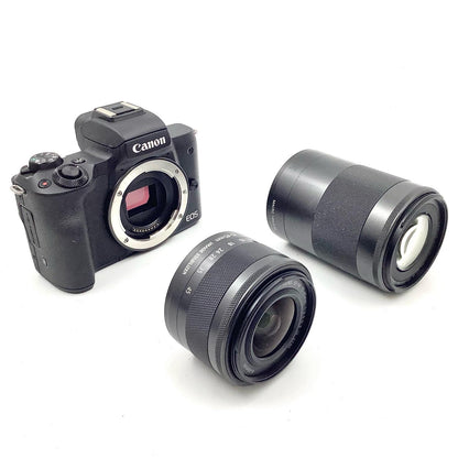 【全額返金保証】【最速発送】Canon デジタル一眼 EOS Kiss M ダブルズームキット [ブラック] 動作確認済