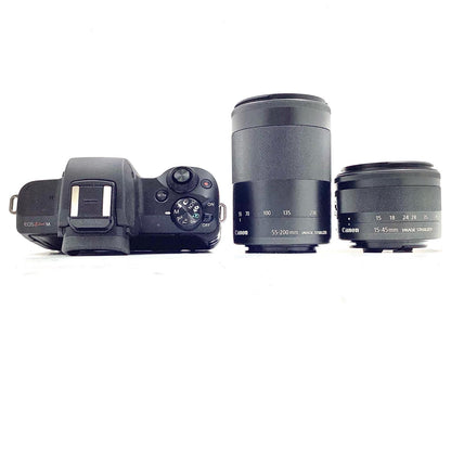 【全額返金保証】【最速発送】Canon デジタル一眼 EOS Kiss M ダブルズームキット [ブラック] 動作確認済