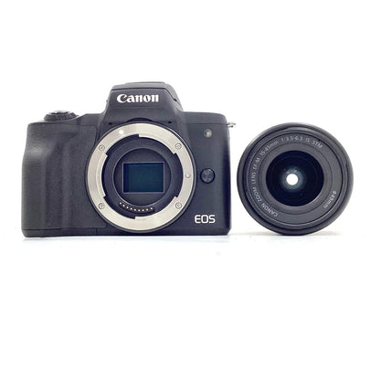 【全額返金保証】【最速発送】Canon デジタル一眼 EOS Kiss M EF-M15-45 IS STM レンズキット [ブラック] 動作確認済