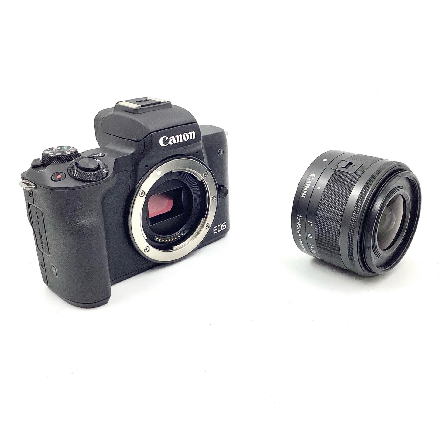 【全額返金保証】【最速発送】Canon デジタル一眼 EOS Kiss M EF-M15-45 IS STM レンズキット [ブラック] 動作確認済