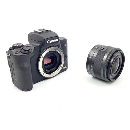 【全額返金保証】【最速発送】Canon デジタル一眼 EOS Kiss M EF-M15-45 IS STM レンズキット [ブラック] 動作確認済