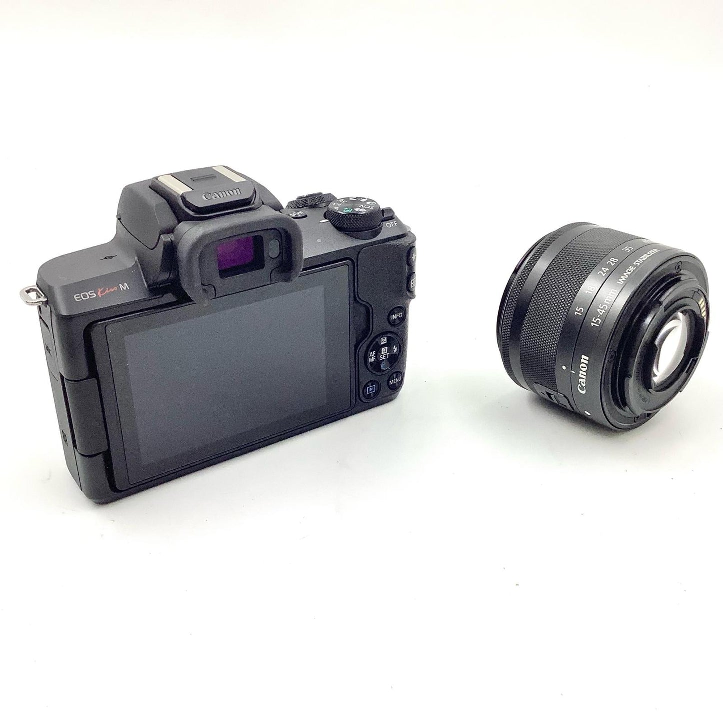 【全額返金保証】【最速発送】Canon デジタル一眼 EOS Kiss M EF-M15-45 IS STM レンズキット [ブラック] 動作確認済