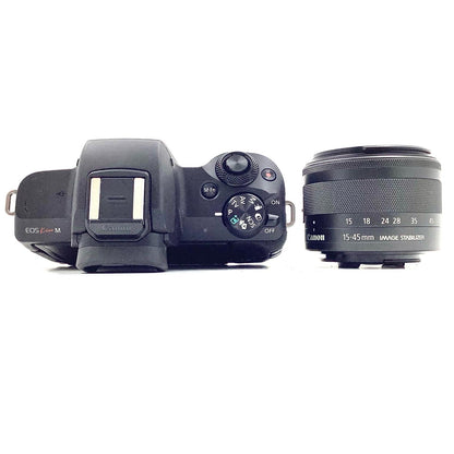 【全額返金保証】【最速発送】Canon デジタル一眼 EOS Kiss M EF-M15-45 IS STM レンズキット [ブラック] 動作確認済