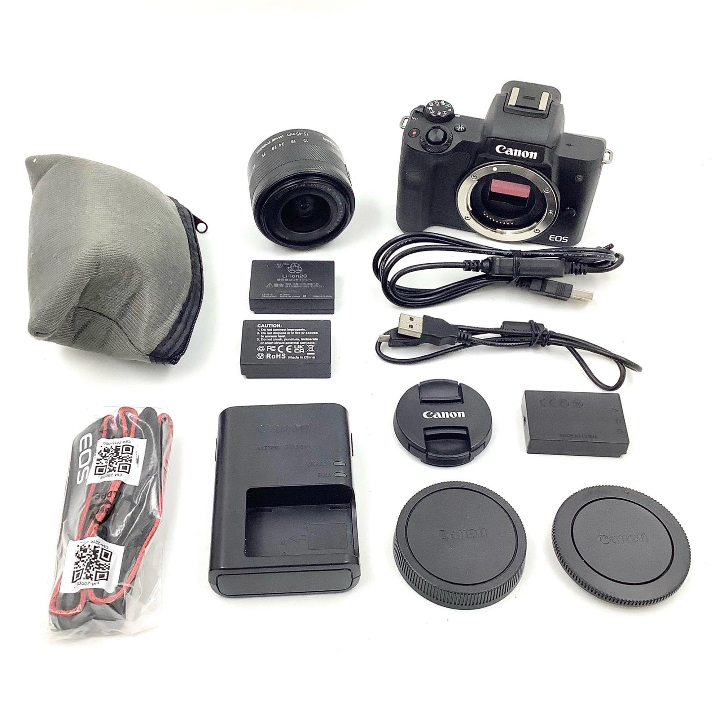 【全額返金保証】【最速発送】Canon デジタル一眼 EOS Kiss M EF-M15-45 IS STM レンズキット [ブラック] 動作確認済