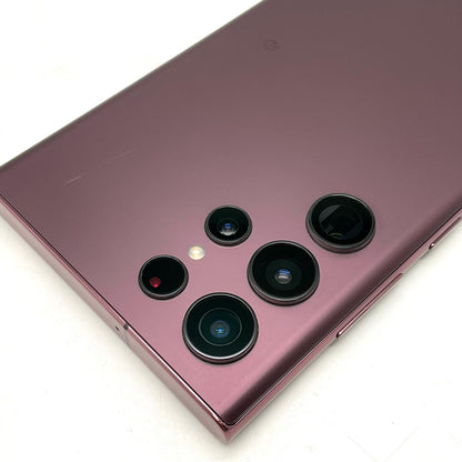 【全額返金保証】【最速発送】SAMSUNG Galaxy S22 Ultra 256GB バーガンディ au SIMフリー SCG14 白ロム 動作確認済