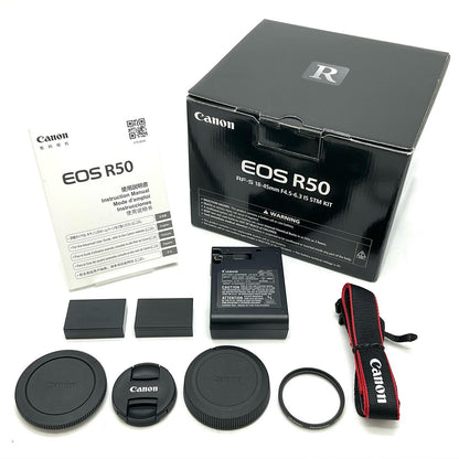 【全額返金保証】【最速発送】Canon デジタル一眼 EOS R50 RF-S18-45 IS STM レンズキット [ブラック] 美品 動作確認済