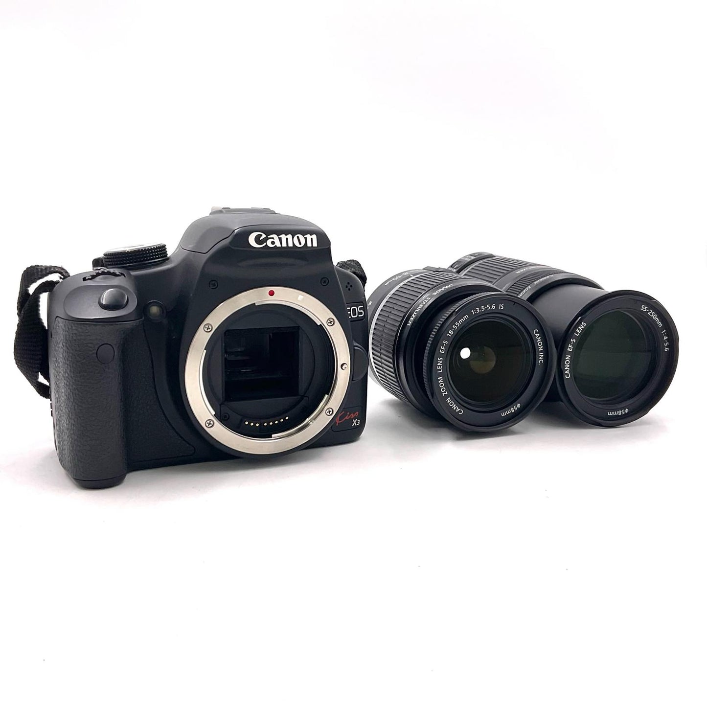 【全額返金保証】【最速発送】Canon デジタル一眼 EOS kiss X3 ダブルズームキット ブラック 美品 動作確認済