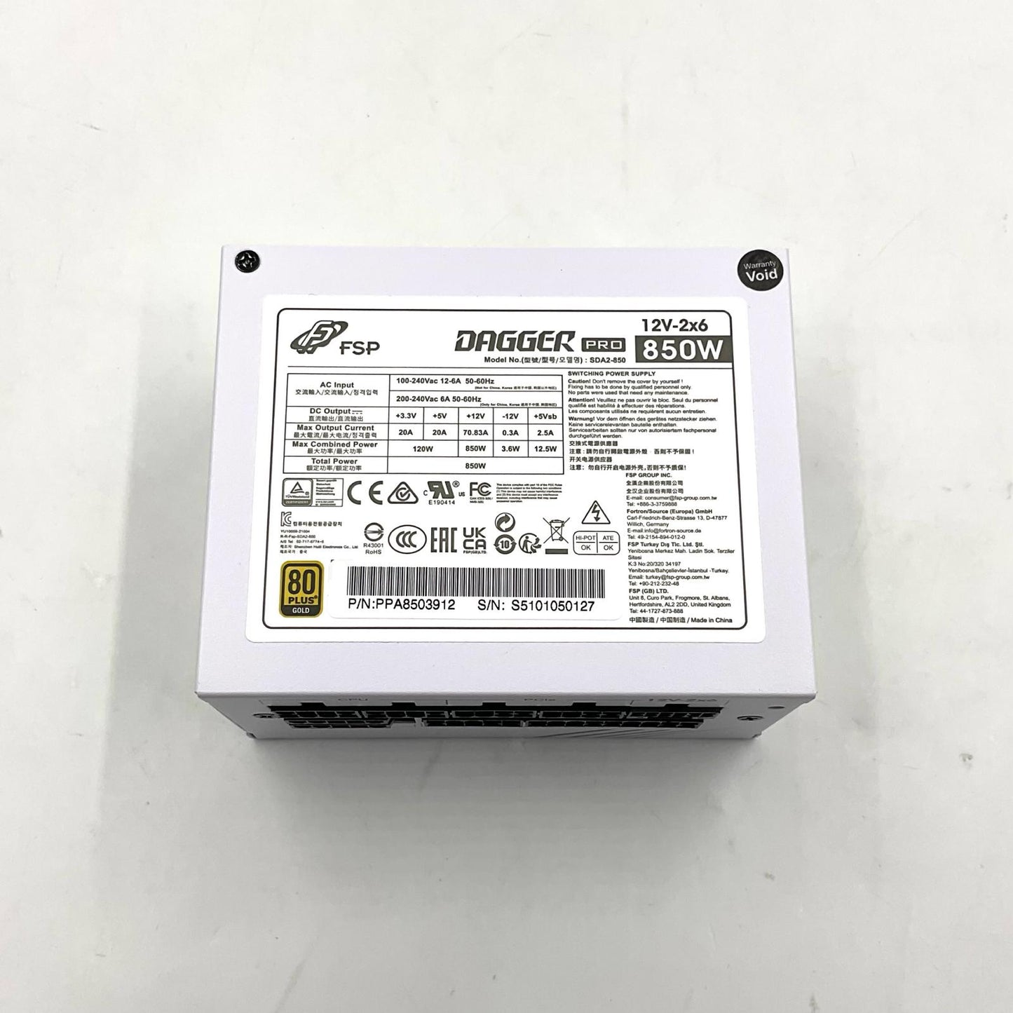 【全額返金保証】【最速発送】FSP 電源ユニット ATX3.0 850W電源ユニット SDA2-850 Gen5 美品 動作確認済