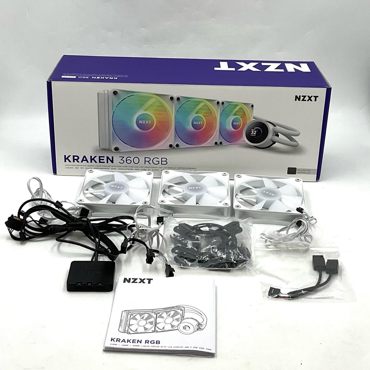 【全額返金保証】【最速発送】NZXT CPUクーラー Kraken 360 RGB水冷クーラー（ホワイト） RL-KR360-W1 美品 動作確認済