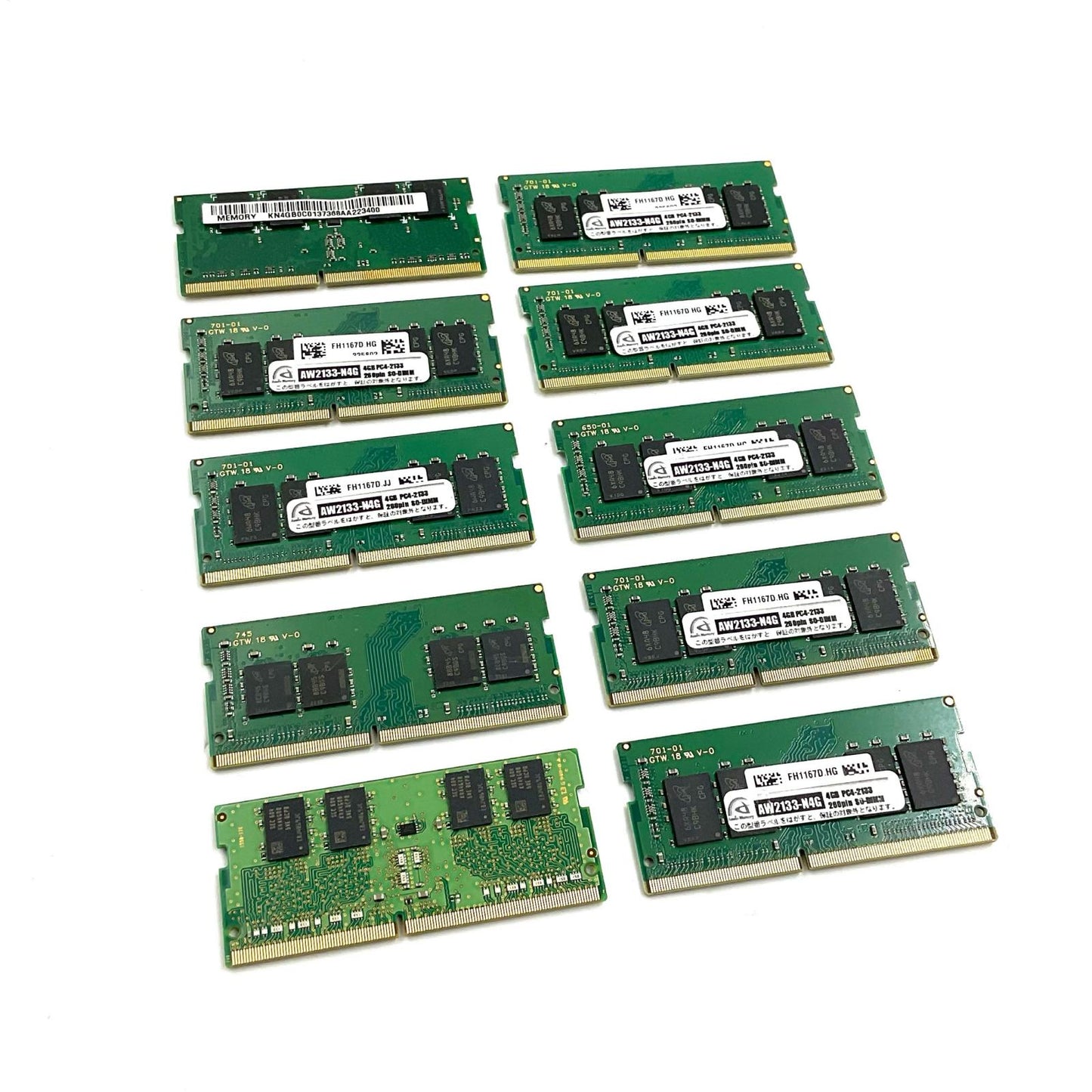 【全額返金保証】【最速発送】各種メーカー メモリ S.O.DIMM ノートPC DDR4-2133 PC4-17000 4GB 10枚セット 美品 動作確認済