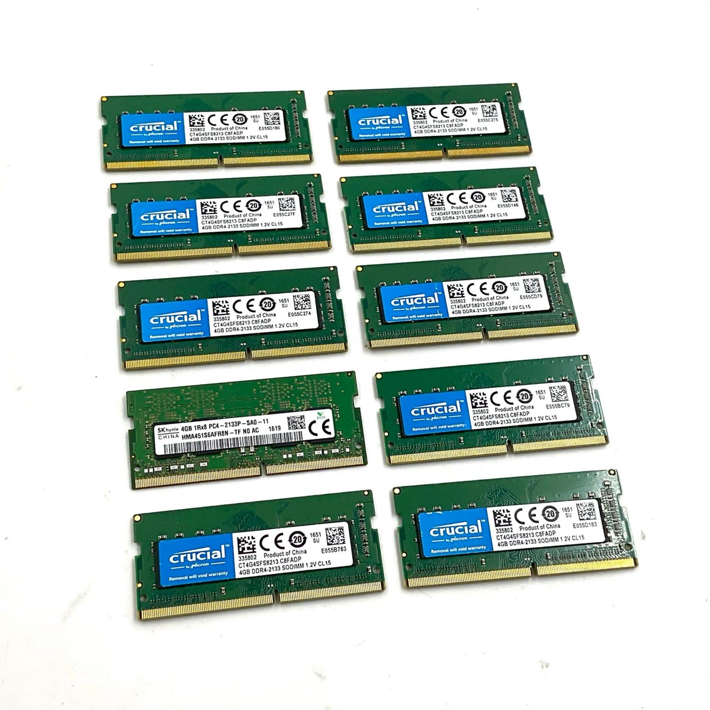 【全額返金保証】【最速発送】各種メーカー メモリ S.O.DIMM ノートPC DDR4-2133 PC4-17000 4GB 10枚セット 美品 動作確認済