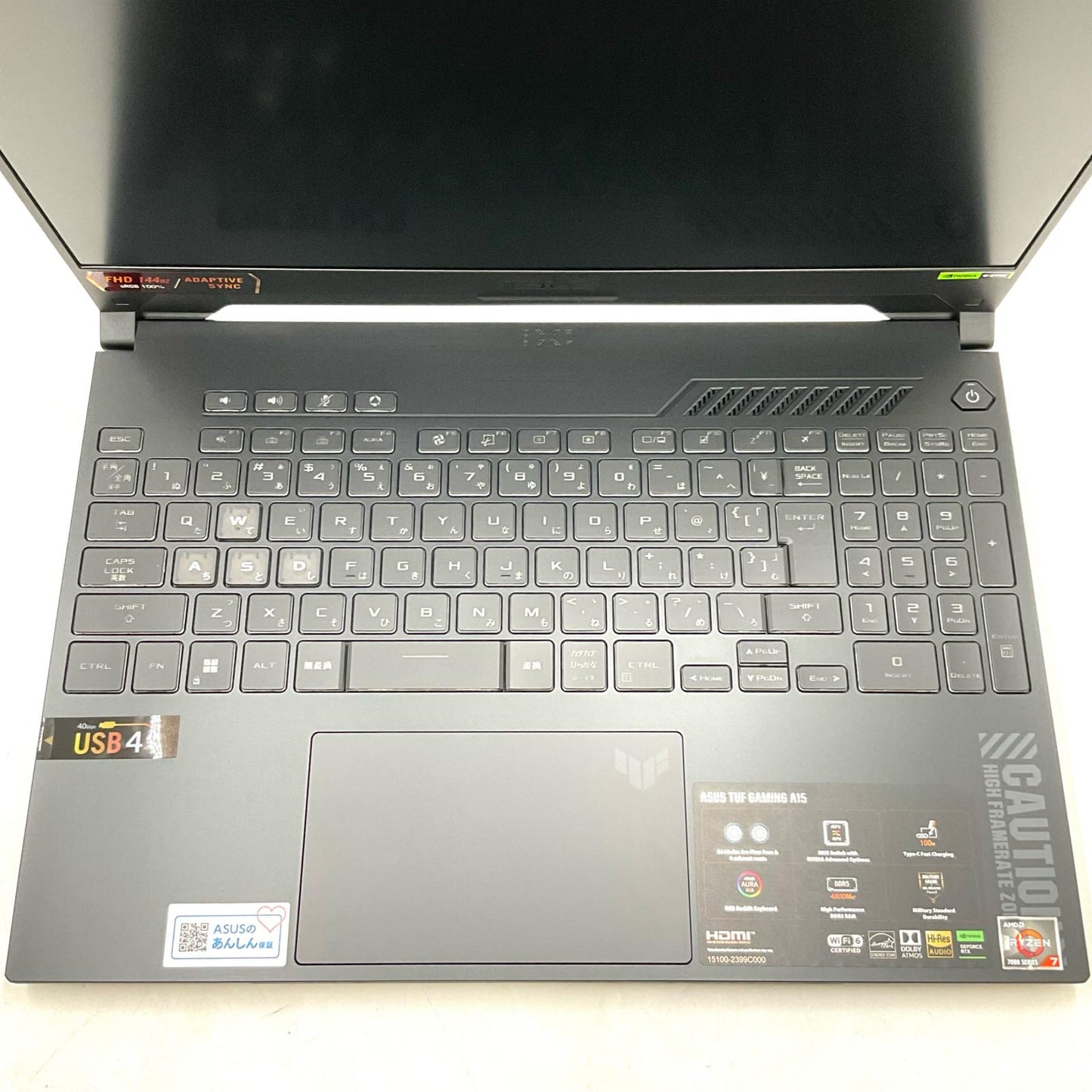 【全額返金保証】【最速発送】ASUS TUF Gaming A15 FA507NV-R7R4060 AMD Ryzen 7 7735HS with Radeon Graphics 16GB M.2 SSD 512GB NVIDIA GeForce RTX 4060 Laptop GPU 86.3% 美品 動作確認済