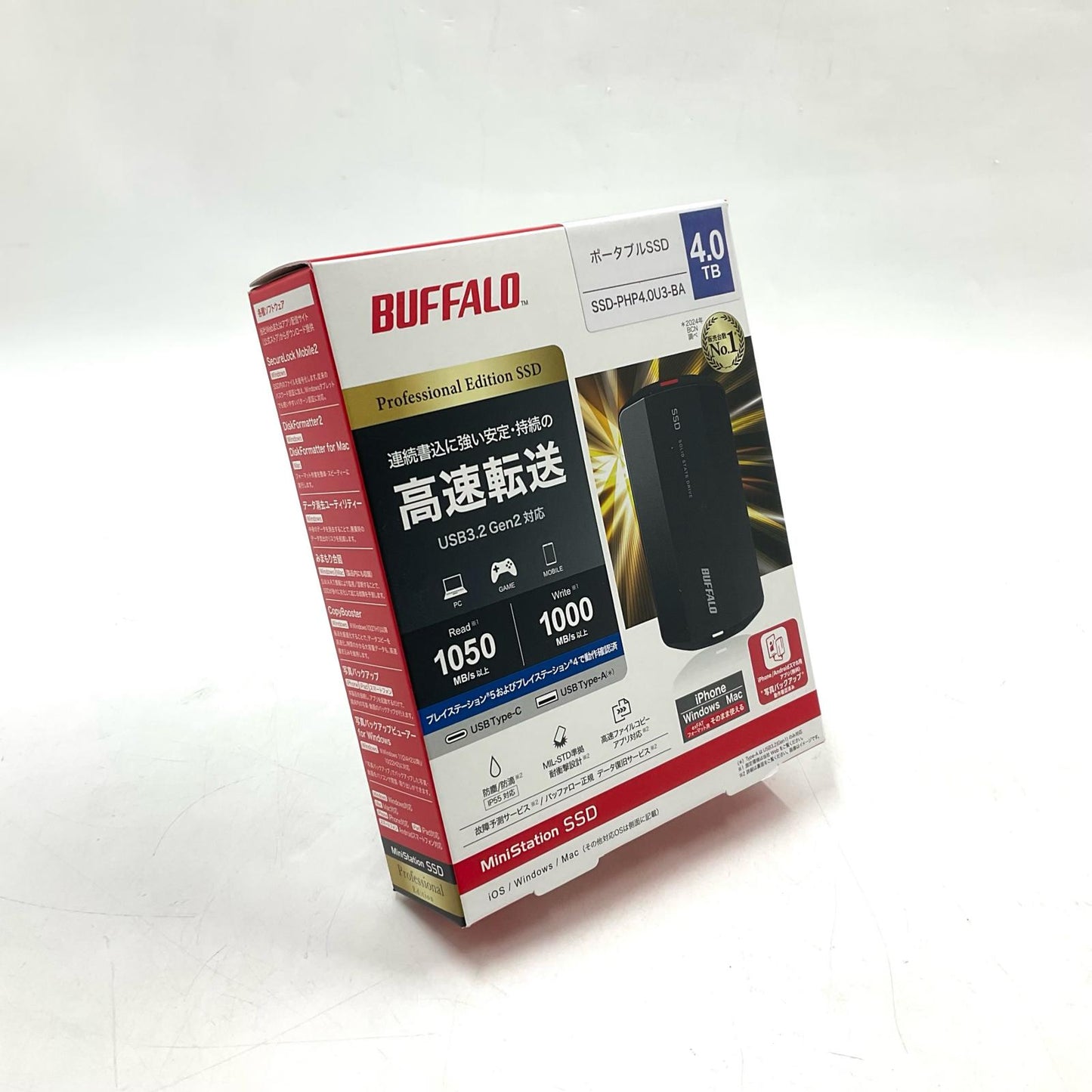 【全額返金保証】【最速発送】BUFFALO ポータブルSSD 4TB SSD-PHP4.0U3-BA 新品未開封 即納OK
