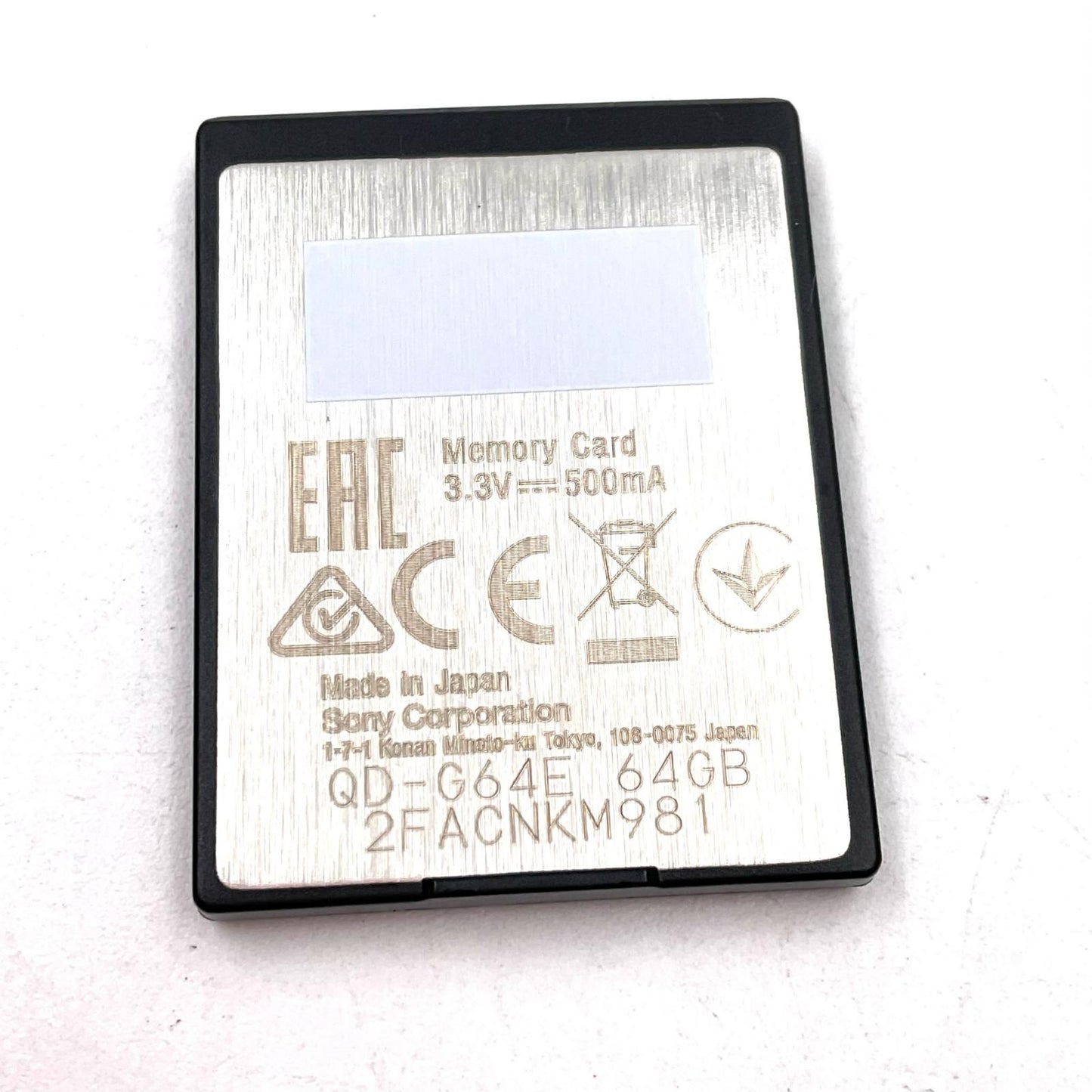 【全額返金保証】【最速発送】Sony XQDメモリーカード Gシリーズ 64GB R:440MB/s W:400MB/ 美品 動作確認済