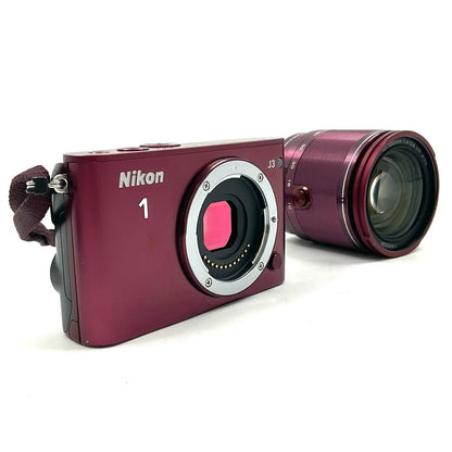 【全額返金保証】【最速発送】Nikon デジタル一眼 Nikon 1 J3 小型10倍ズームキット レッド 美品 動作確認済