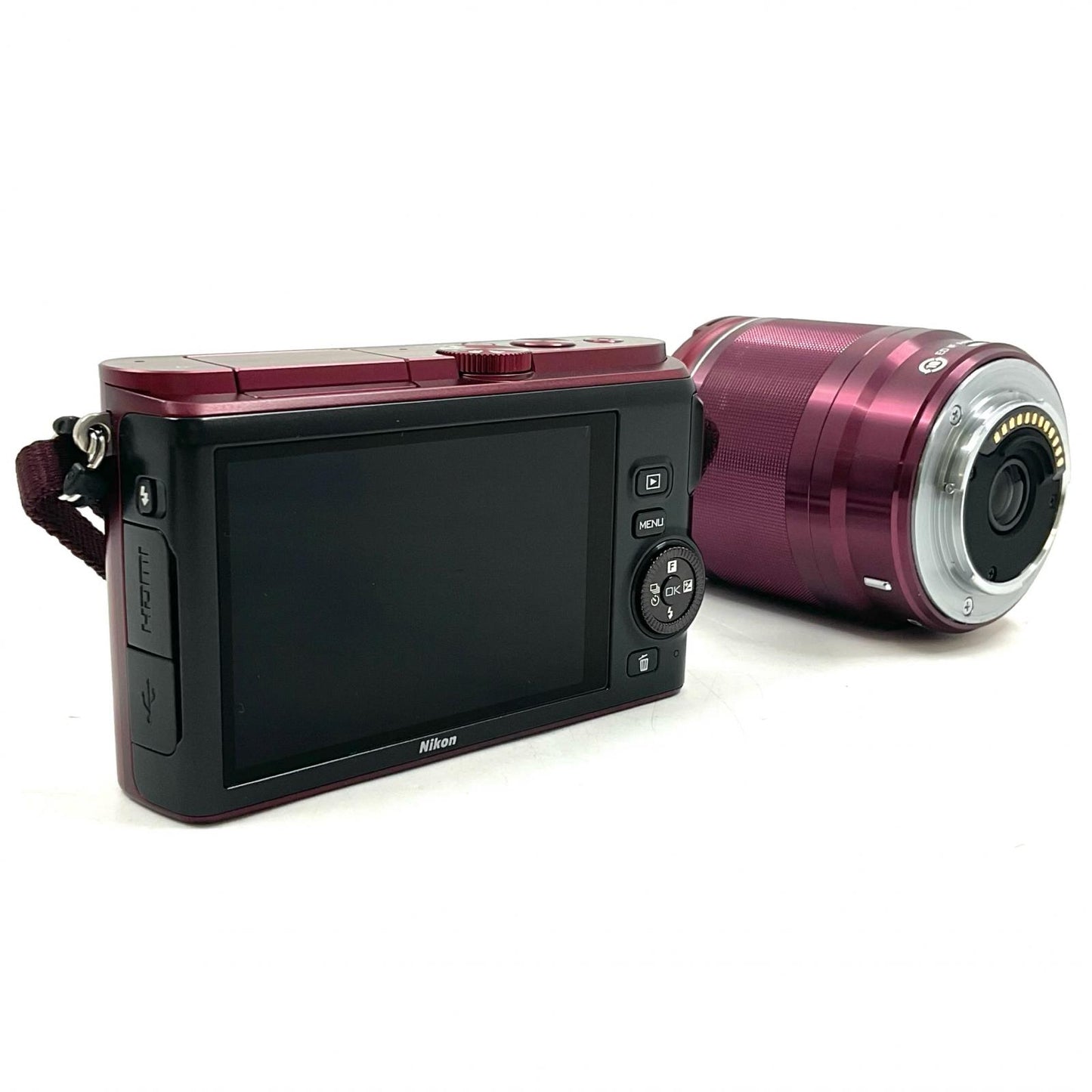 【全額返金保証】【最速発送】Nikon デジタル一眼 Nikon 1 J3 小型10倍ズームキット レッド 美品 動作確認済