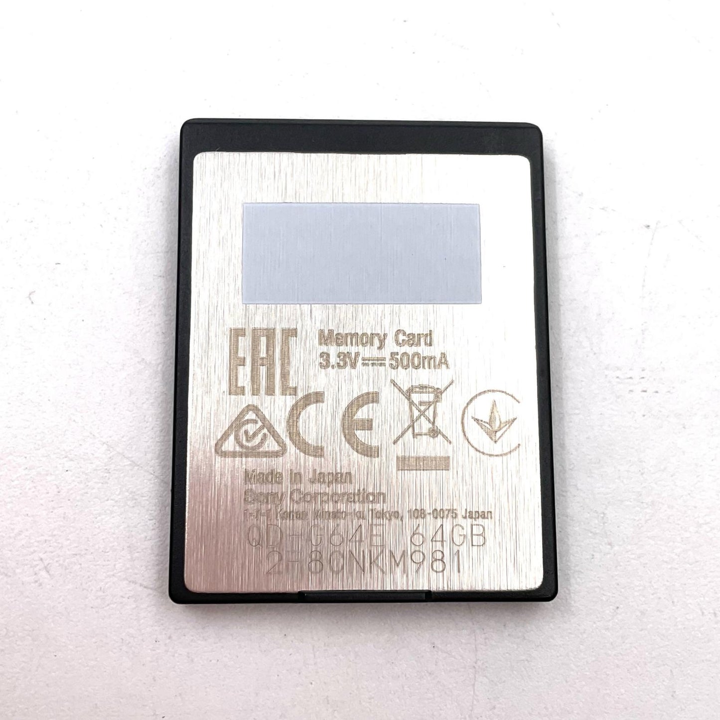 【全額返金保証】【最速発送】Sony XQDメモリーカード Gシリーズ 64GB R:440MB/s W:400MB/ 美品 動作確認済
