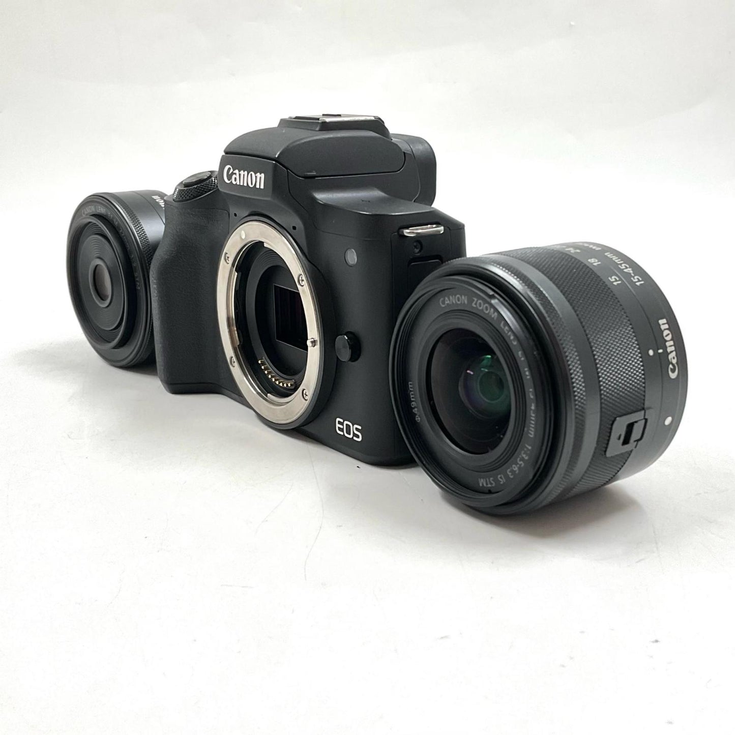 【全額返金保証】【最速発送】Canon デジタル一眼 EOS Kiss M ダブルレンズキット [ブラック] 美品 動作確認済