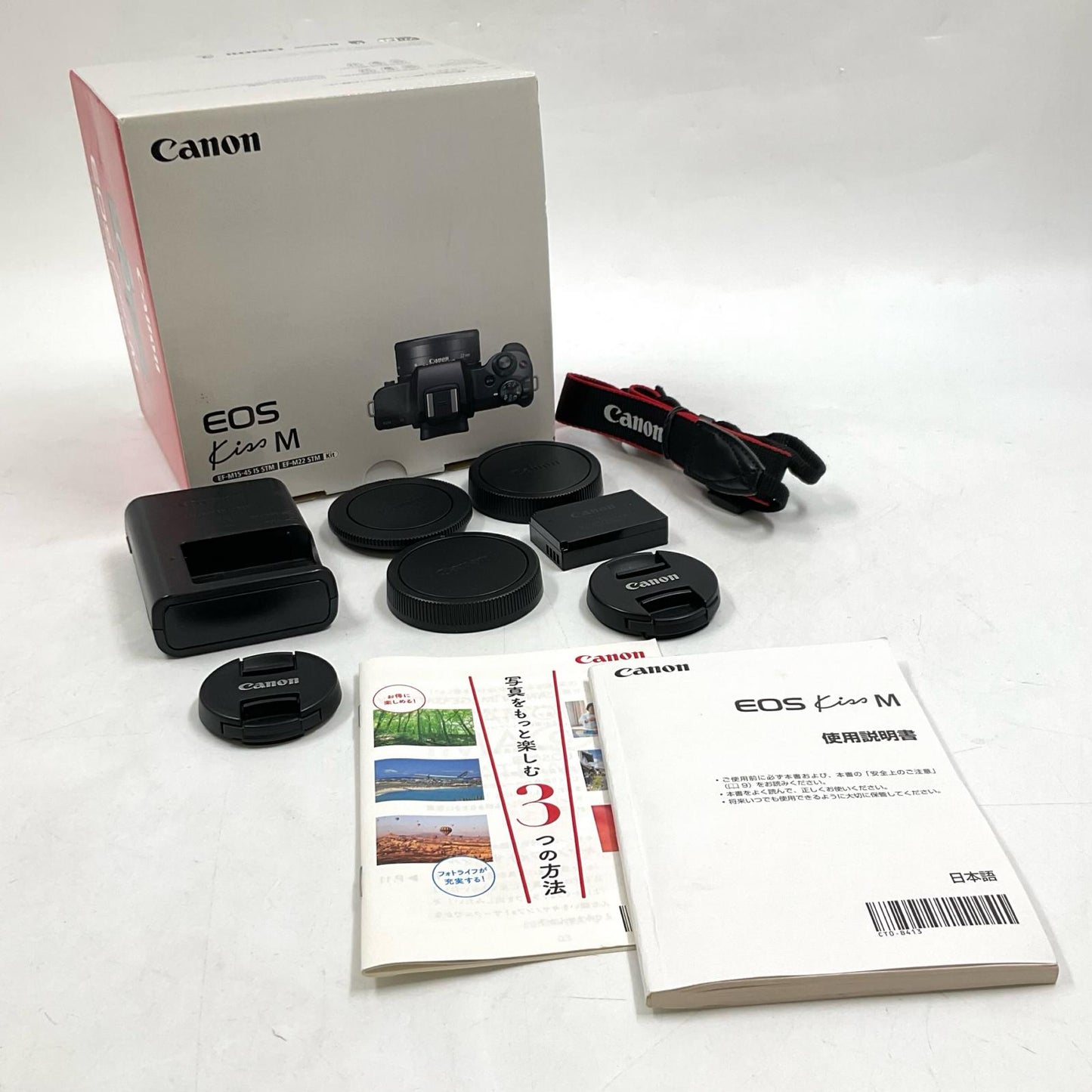 【全額返金保証】【最速発送】Canon デジタル一眼 EOS Kiss M ダブルレンズキット [ブラック] 美品 動作確認済