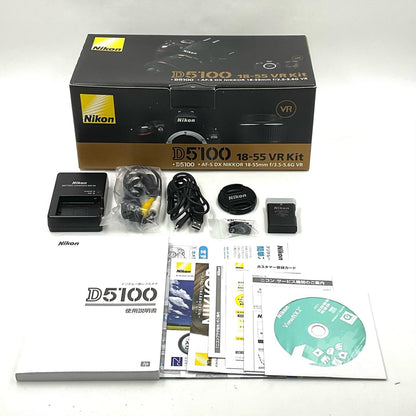 【全額返金保証】【最速発送】Nikon デジタル一眼 D5100 18-55 VR レンズキット ブラック 美品 動作確認済