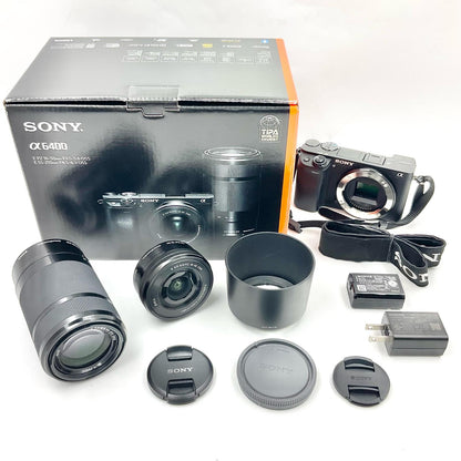 【全額返金保証】【最速発送】Sony デジタル一眼 α6400 ILCE-6400Y ダブルズームレンズキット ブラック 美品 動作確認済
