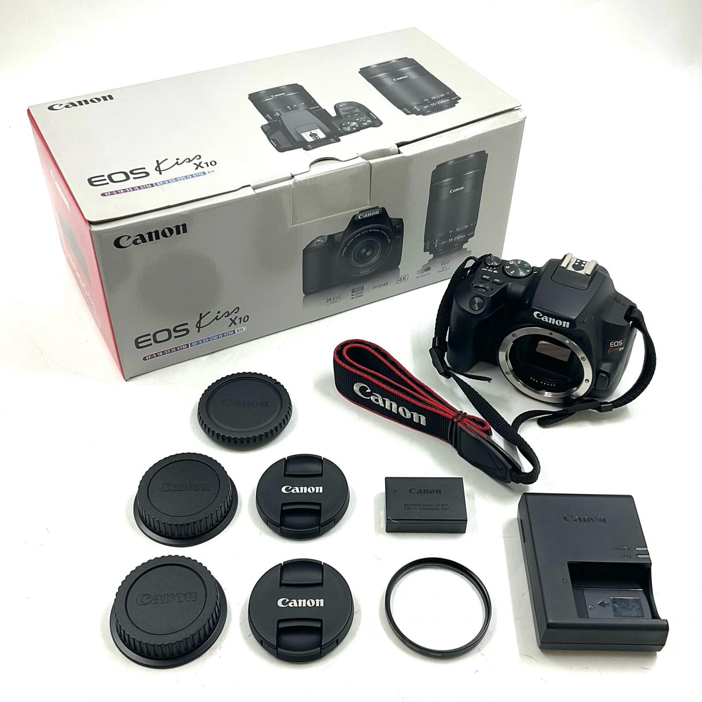 【全額返金保証】【最速発送】Canon デジタル一眼 EOS Kiss X10 ダブルズームキット ブラック 美品 動作確認済