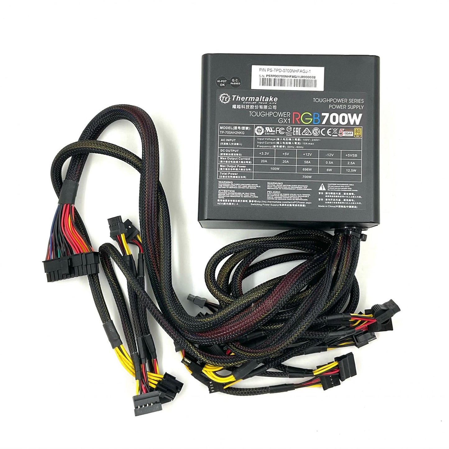 【全額返金保証】【最速発送】Thermaltake 電源ユニット TOUGHPOWER GX1 RGB GOLD 700W PS-TPD-0700NHFAGJ-1 美品 動作確認済