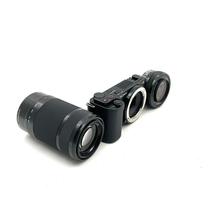 【全額返金保証】【最速発送】Sony デジタル一眼 VLOGCAM ZV-E10Y ダブルズームレンズキット [ブラック] 美品 動作確認済