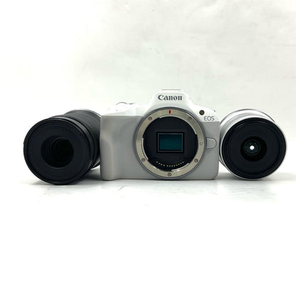【全額返金保証】【最速発送】Canon デジタル一眼 EOS R50 ダブルズームキット ホワイト 美品 動作確認済