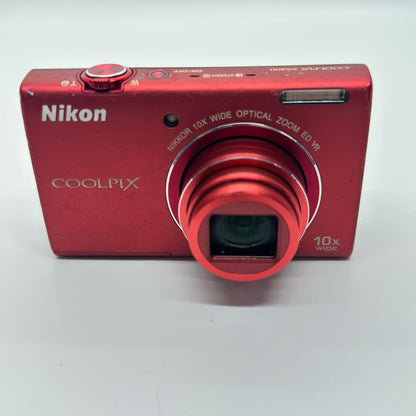 【全額返金保証】【最速発送】Nikon コンパクトデジタルカメラ COOLPIX S6200 レッド 動作確認済