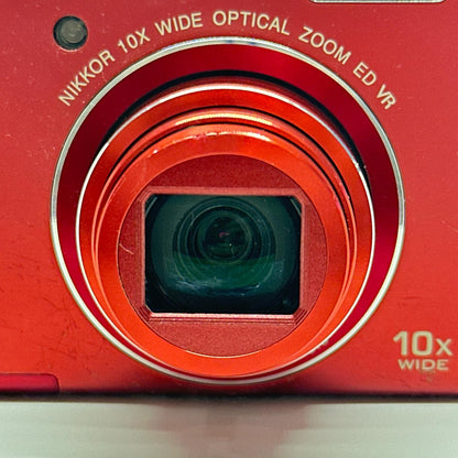 【全額返金保証】【最速発送】Nikon コンパクトデジタルカメラ COOLPIX S6200 レッド 動作確認済