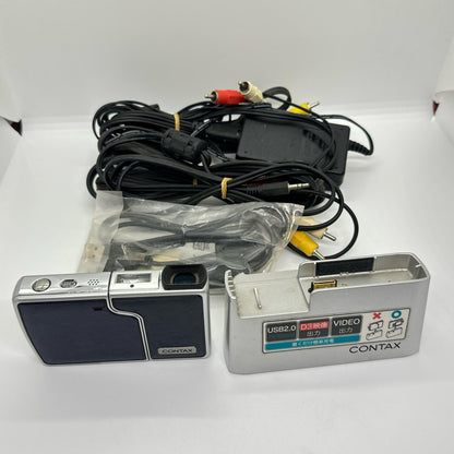【全額返金保証】【最速発送】CONTAX コンパクトデジタルカメラ U4R ブルー 動作確認済
