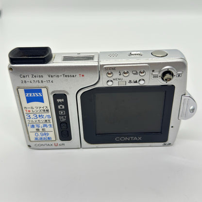 【全額返金保証】【最速発送】CONTAX コンパクトデジタルカメラ U4R ブルー 動作確認済