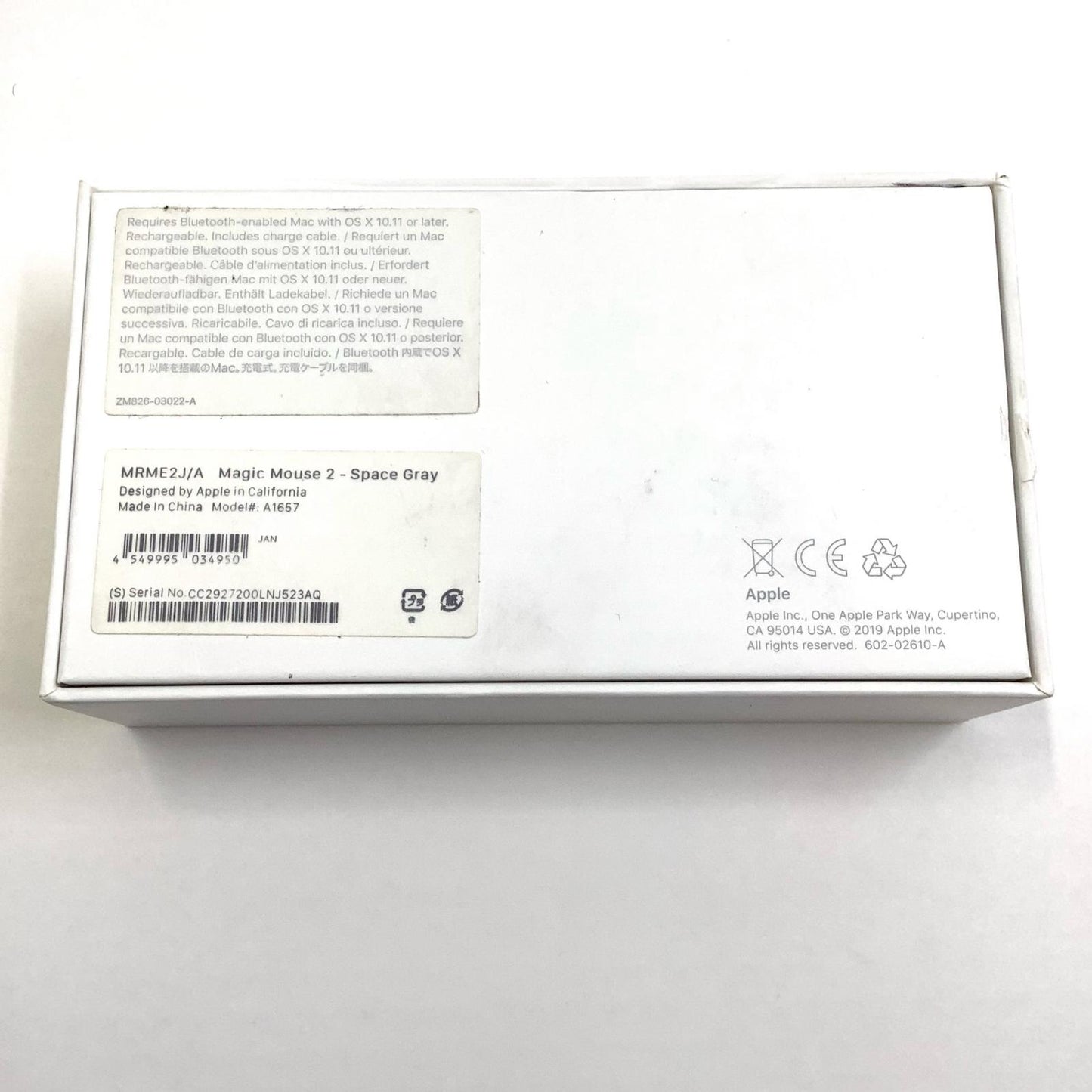 【全額返金保証】【最速発送】Apple Magic Mouse 2 MRME2J/A A1657 美品 動作確認済