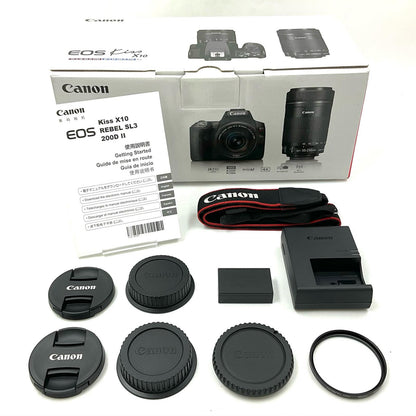 【全額返金保証】【最速発送】Canon デジタル一眼 EOS Kiss X10 ダブルズームキット ブラック 美品 動作確認済