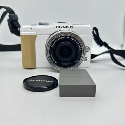 【全額返金保証】【最速発送】OLYMPUS デジタル一眼 オリンパス・ペン Lite E-PL1s レンズキット ホワイト 動作確認済