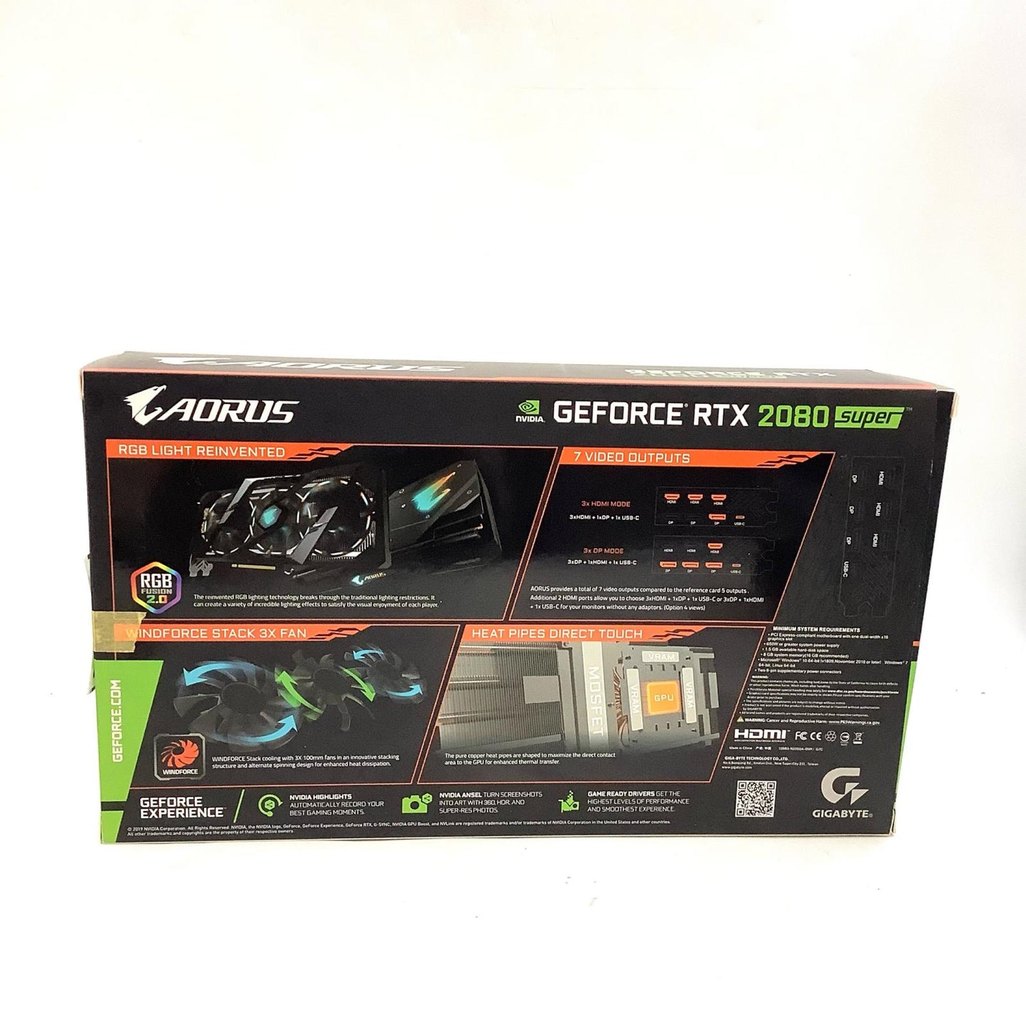 【全額返金保証】【最速発送】GIGABYTE グラフィックボード AORUS GeForce RTX 2080 SUPER 8GB 美品 動作確認済