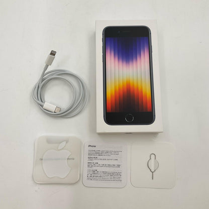 【全額返金保証】【最速発送】Apple iPhone iPhone SE（第3世代） 128GB ミッドナイト au SIMフリー 白ロム 美品 動作確認済 89%