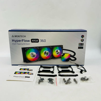 【全額返金保証】【最速発送】MONTECH CPUクーラー 簡易水冷クーラー HyperFlow ARGB 360 美品 動作確認済