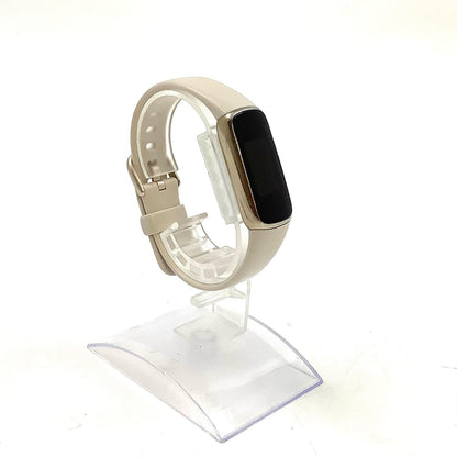 【全額返金保証】【最速発送】fitbit ソフトゴールドステンレススチールケース & ルナホワイトベルト luxe 動作確認済