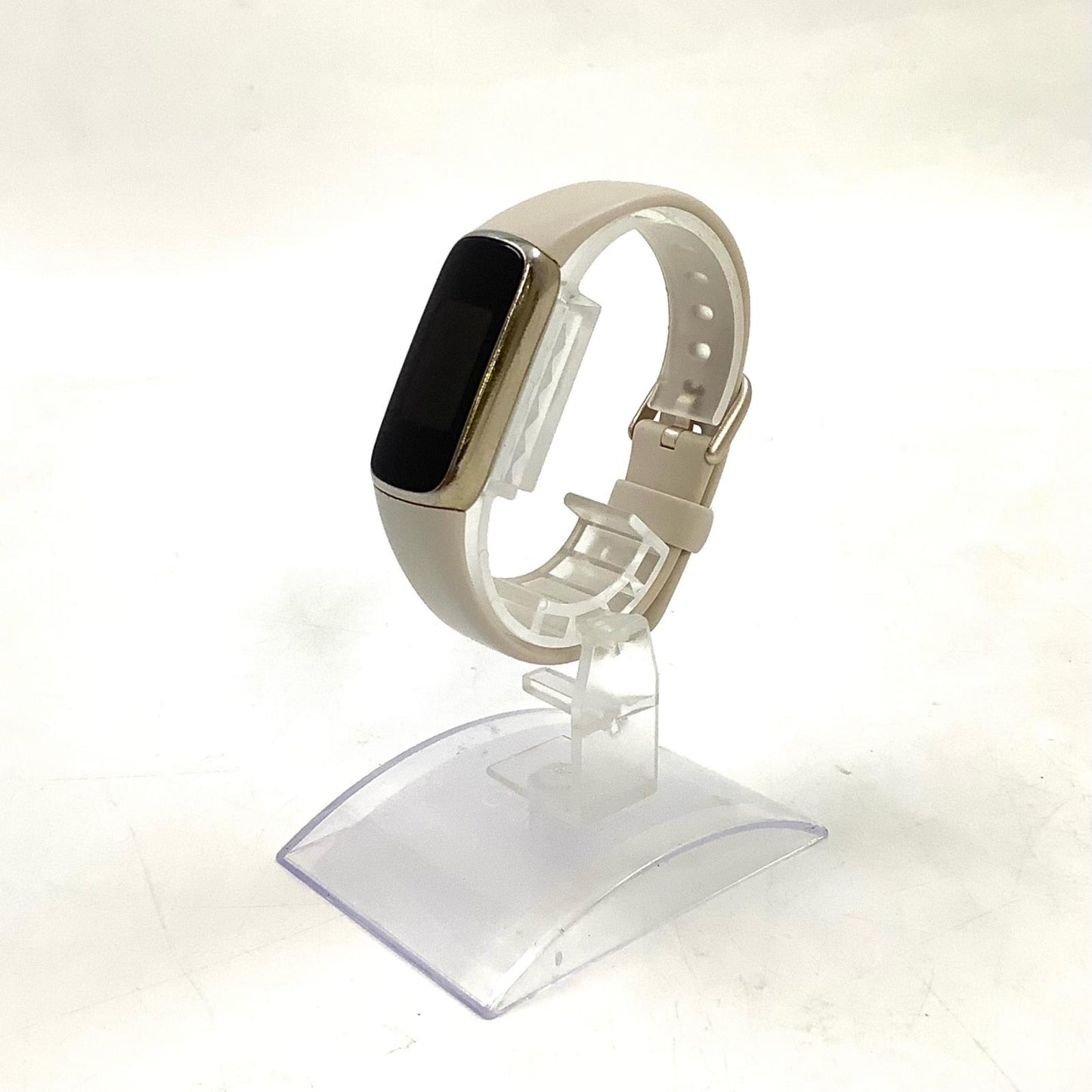【全額返金保証】【最速発送】fitbit ソフトゴールドステンレススチールケース & ルナホワイトベルト luxe 動作確認済