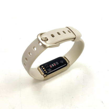 【全額返金保証】【最速発送】fitbit ソフトゴールドステンレススチールケース & ルナホワイトベルト luxe 動作確認済