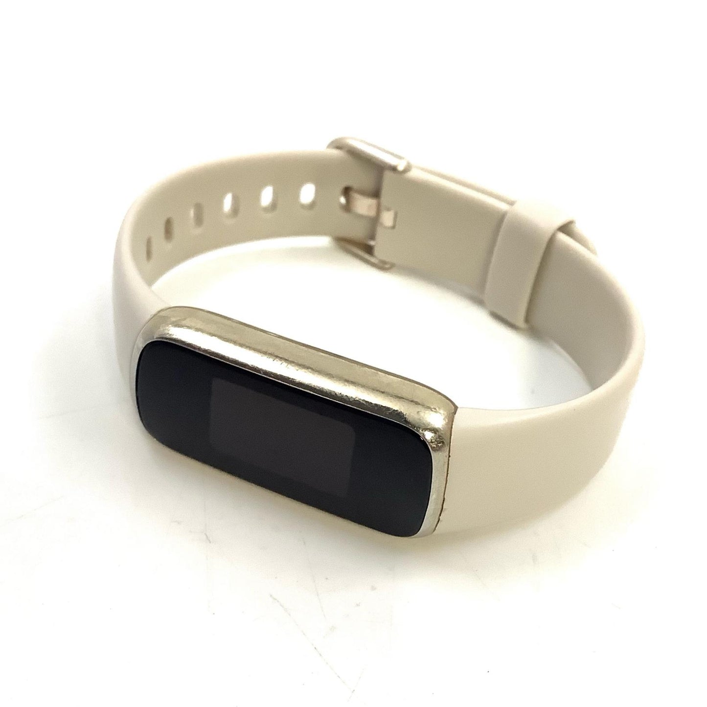 【全額返金保証】【最速発送】fitbit ソフトゴールドステンレススチールケース & ルナホワイトベルト luxe 動作確認済