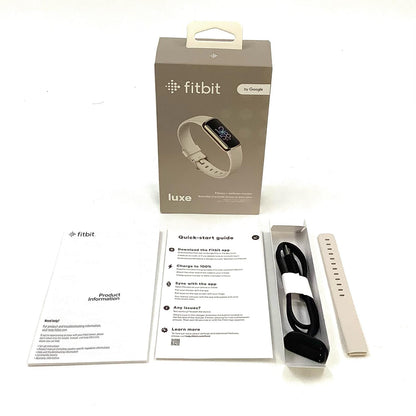 【全額返金保証】【最速発送】fitbit ソフトゴールドステンレススチールケース & ルナホワイトベルト luxe 動作確認済