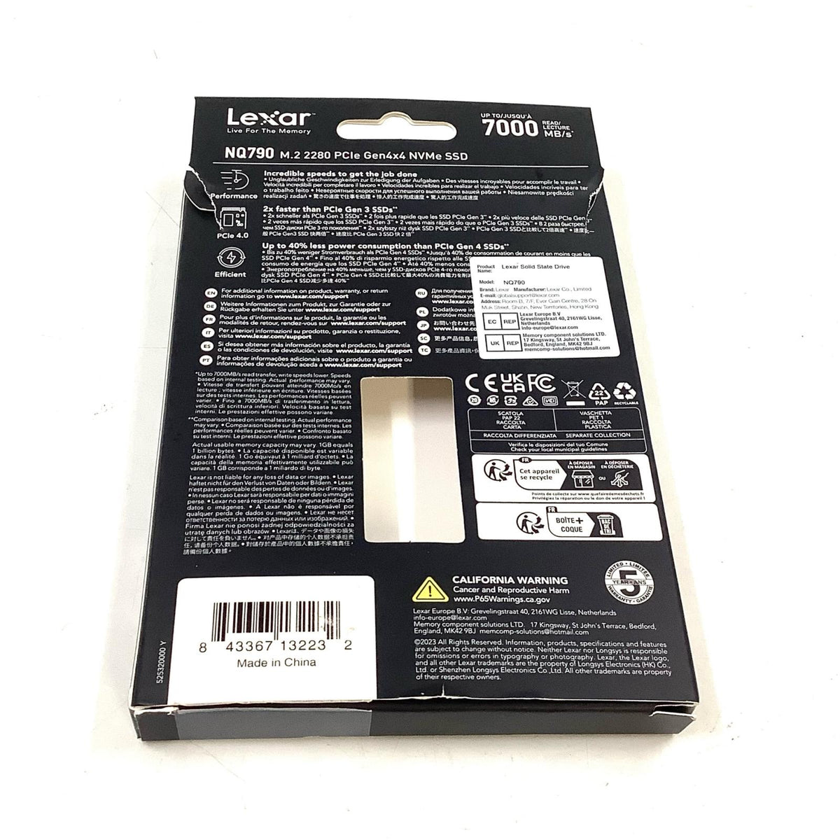 【全額返金保証】【最速発送】Lexar ストレージ 4TB NQ790 M.2 2280 PCIe Gen4×4 NVMe SSD 美品 動作確認済
